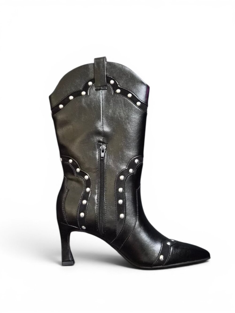 NIB Madden NYC Women's Studded Kitten Heel Boots Western Style Size 8-11 Black - Picture 7 of 8